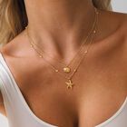 Collar Habikip De 14k Chapado En Oro Con Concha Y Estrella De Mar