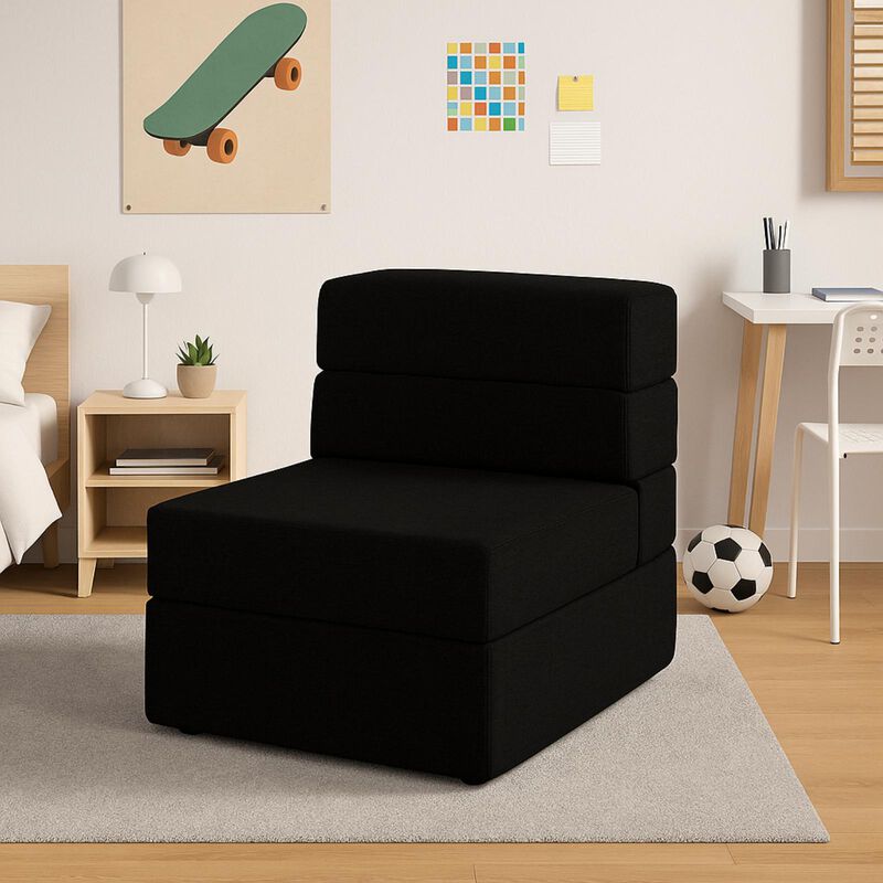 Sill&oacute;n Plegable Individual Negro+ Cama para Per... image number null