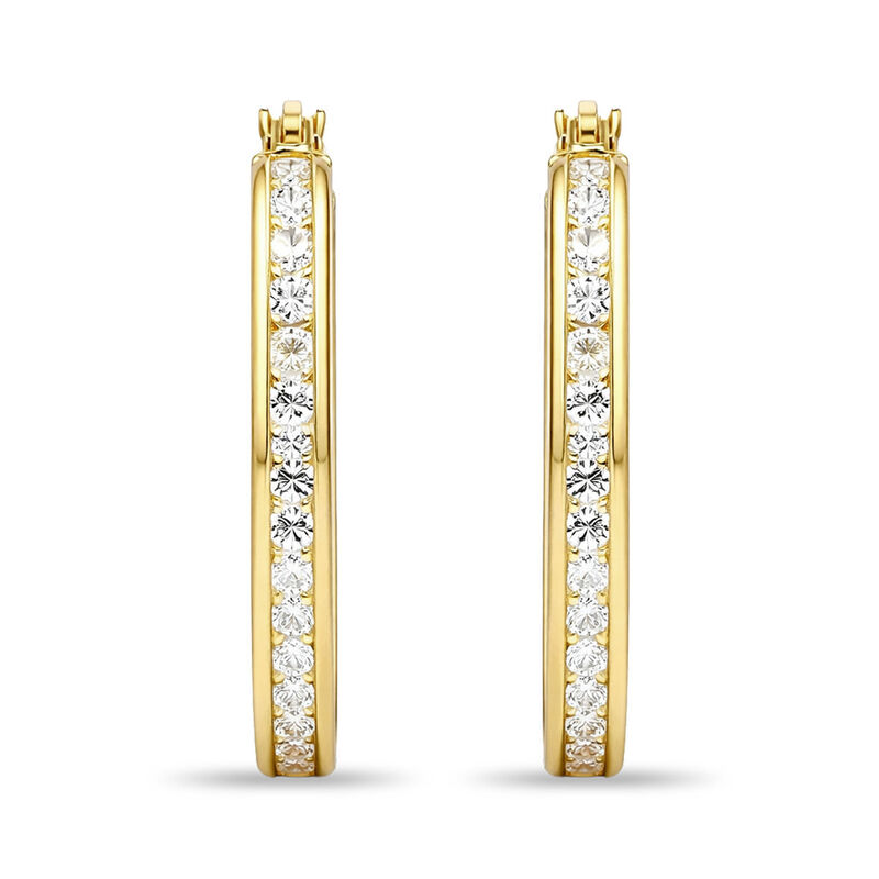 Arracadas Oro Amarillo 10k Con Zirconias 16 mm ... image number null