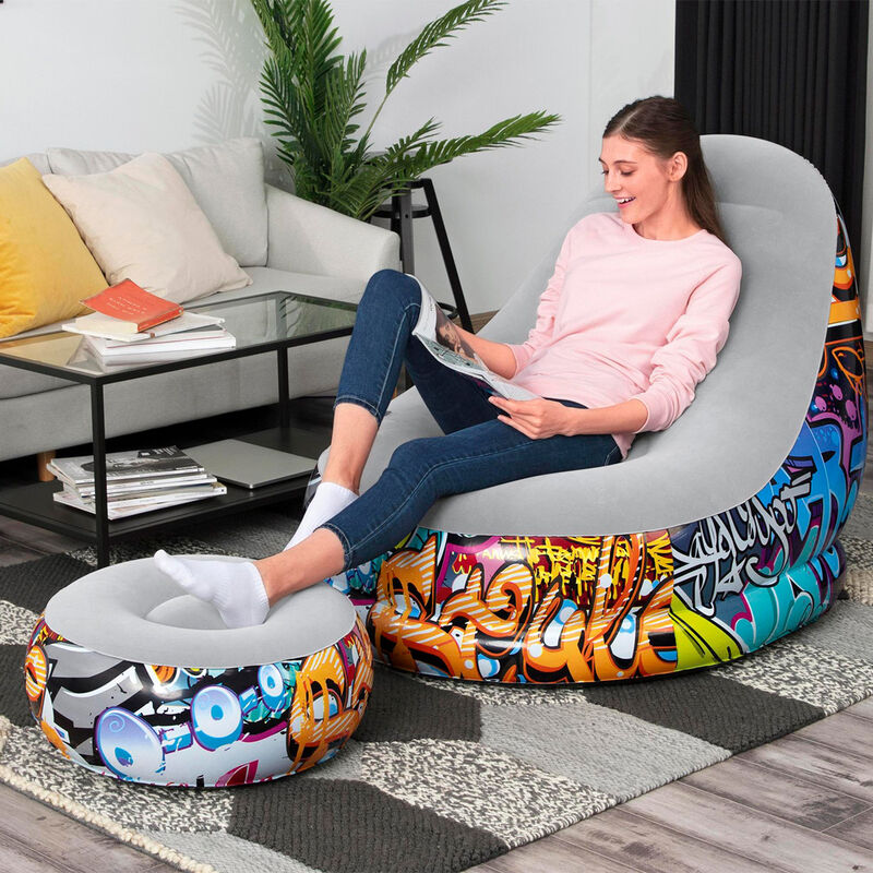 Sill&oacute;n Inflable Individual con Posapies y Porta... image number null