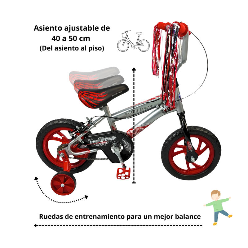 Bicicleta Infantil Ni&ntilde;os R12 Ruedas Auxiliares ... image number null