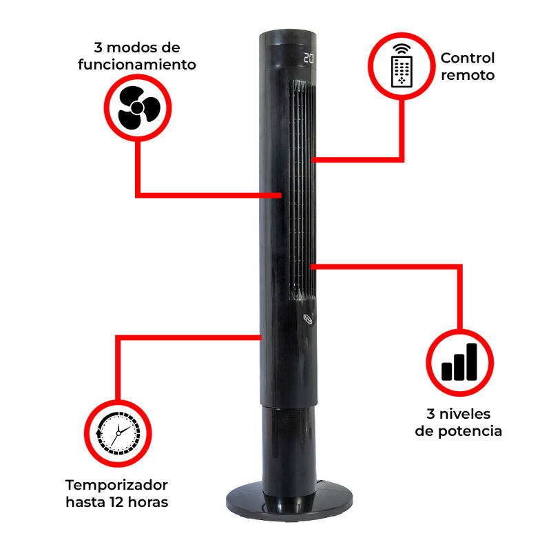 Ventilador de torre 36", digital, con control r... image number null