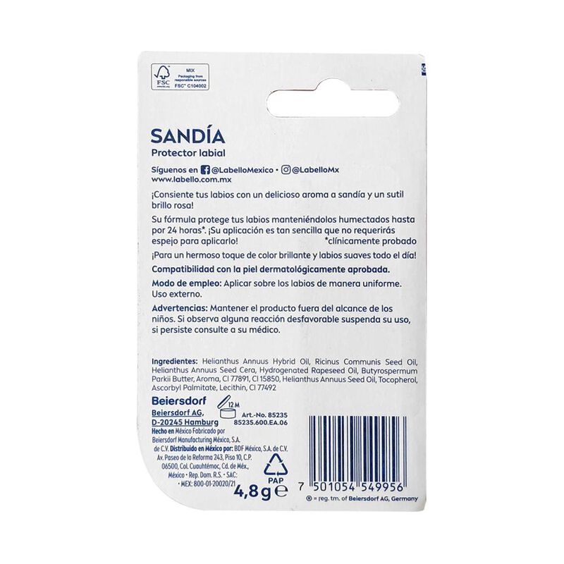 Protector Labial Labello Sandia Humectaci&oacute;n Int... image number null
