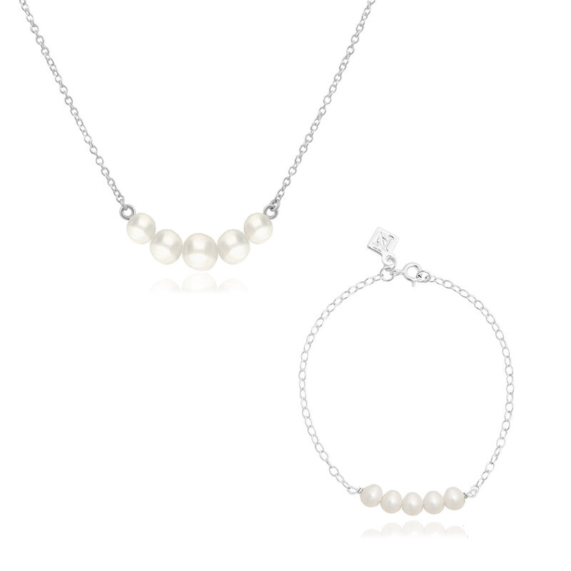 Set Collar y Pulsera de plata y 5 perlas cultiv... image number null