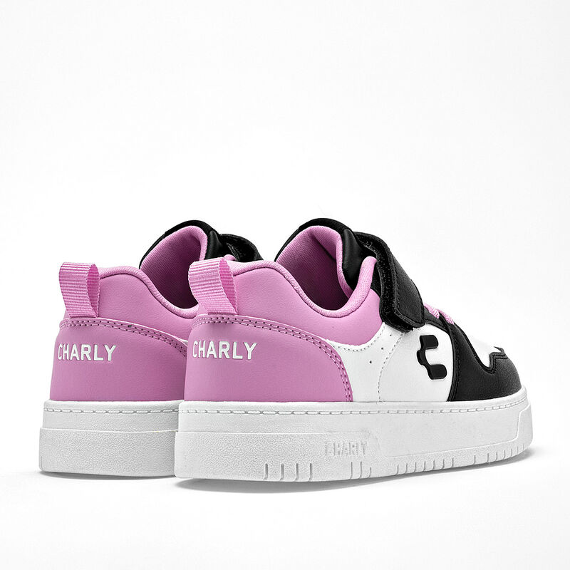 Charly tenis urbano para ni&ntilde;a blanco negro rosa... image number null