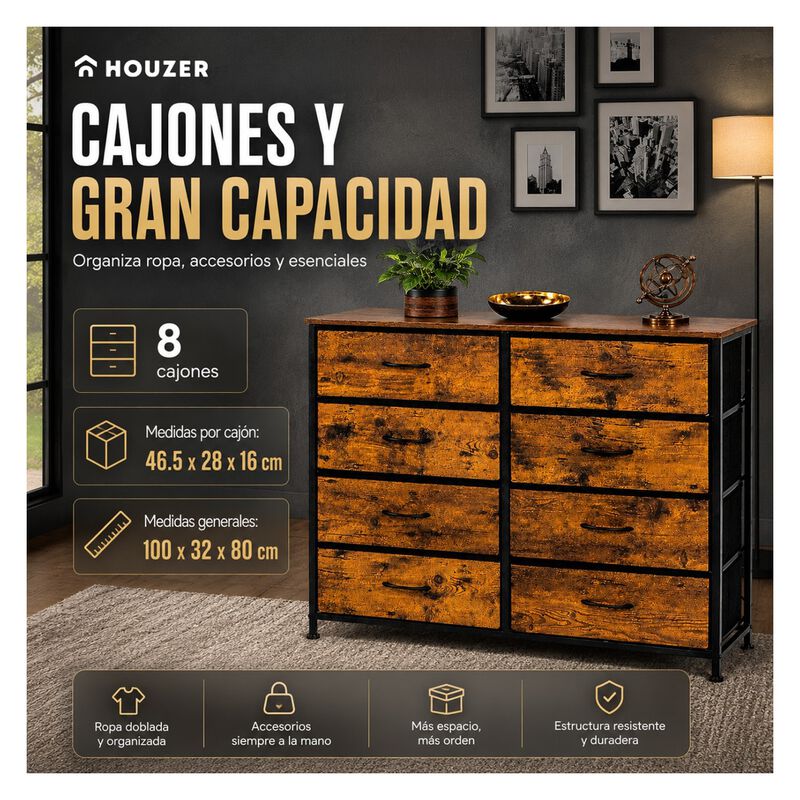 Comoda Cajonera Industrial Country 8 Cajones Or... image number null