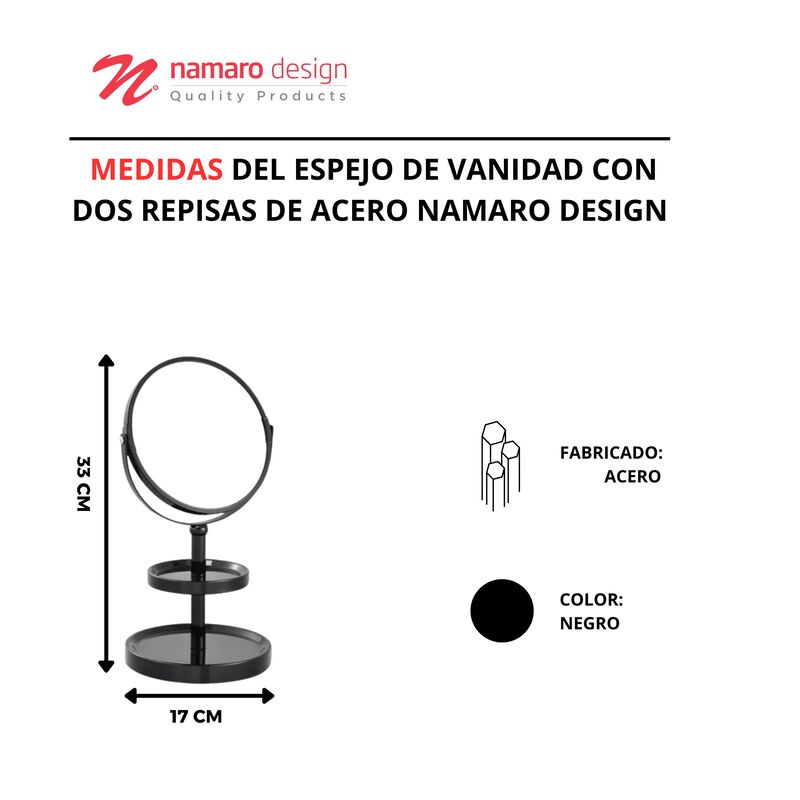 Espejo De Vanidad Con Dos Repisas De Acero Nama... image number null
