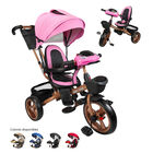Triciclo Infantil Tipo Carriola con Bast&oacute;n Ajustable Luz y Sonido - Rosa