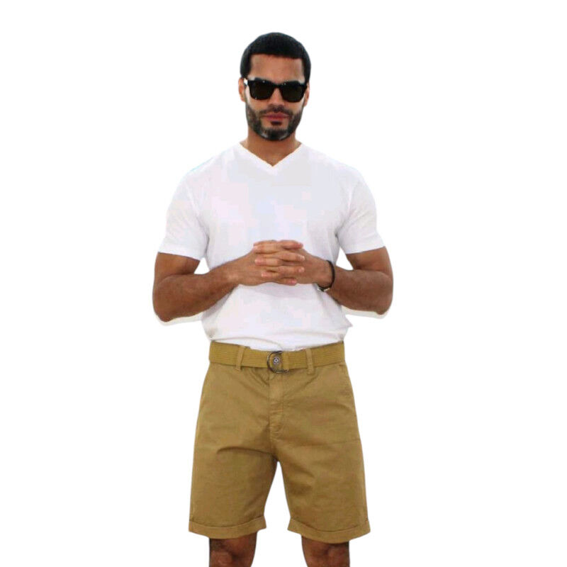 Bermuda Hombre 4 Bolsas Con Cinturon Kaki Casua... image number null