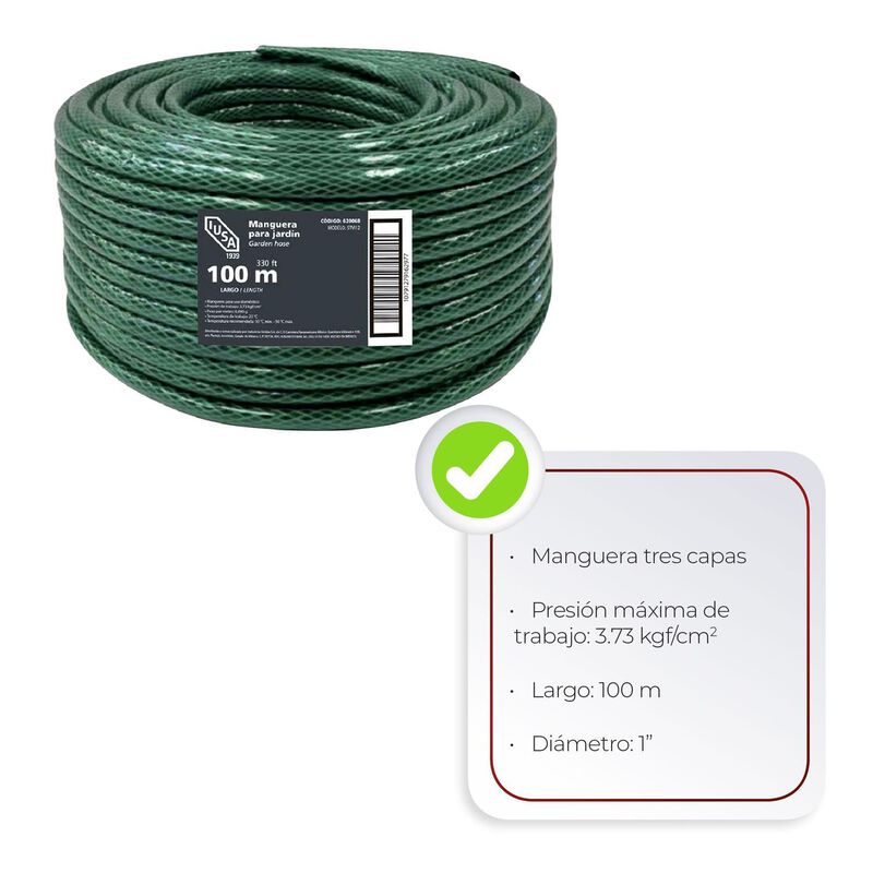 Rollo De Manguera Flexible Tricapa, Iusa, 100 M... image number null