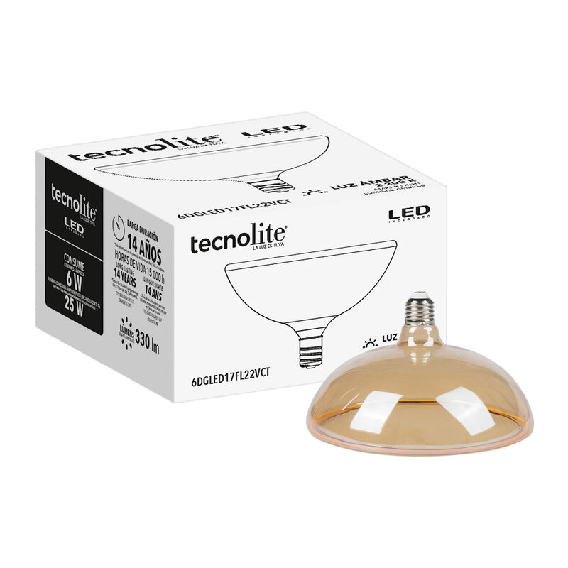 Foco Globo LED Filamento 6 W IRC 90, Luz &Aacute;mbar,... image number null