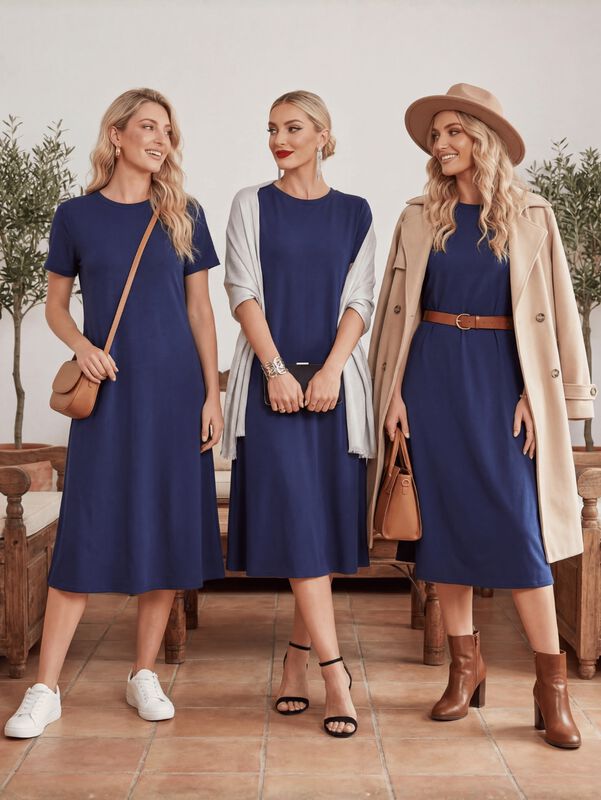 Vestido Midi Casual Malabis Ves-1037 Marino image number null