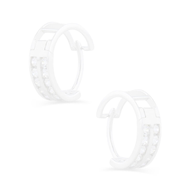 Arracadas De Oro Blanco 14K Con Zirconias (9Mm ... image number null