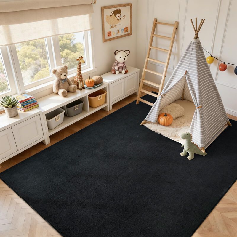 Alfombra Finrèc Home 305x213 Cm Negra Lavable ... image number null