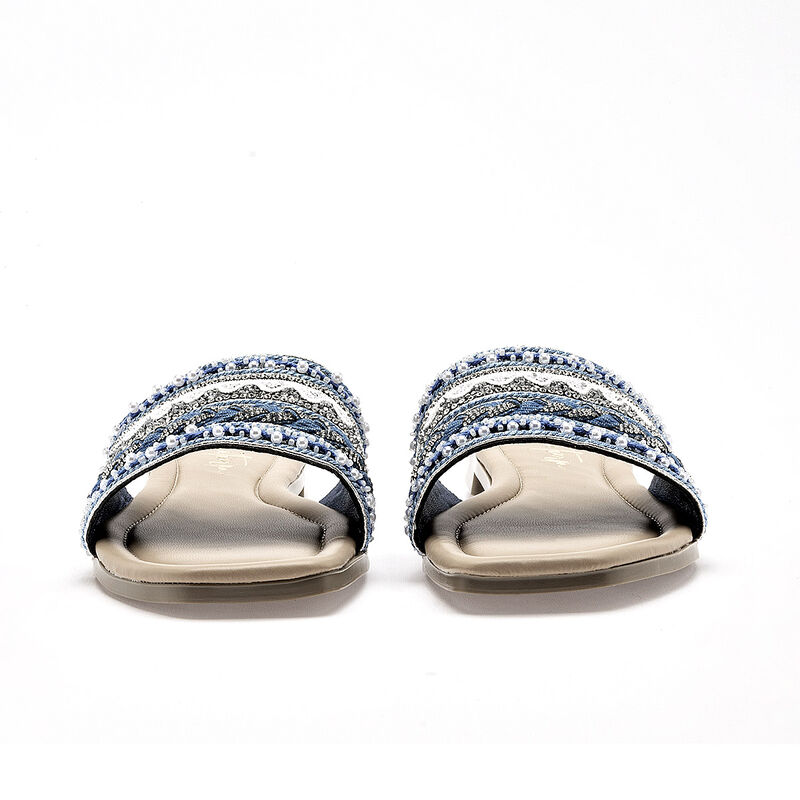 Mora Tierra sandalia piso para mujer azul blanc... image number null