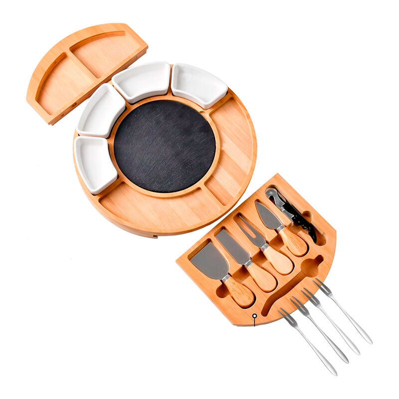 Tabla para Quesos  Redonda de Bamb&uacute; con Cuchill... image number null