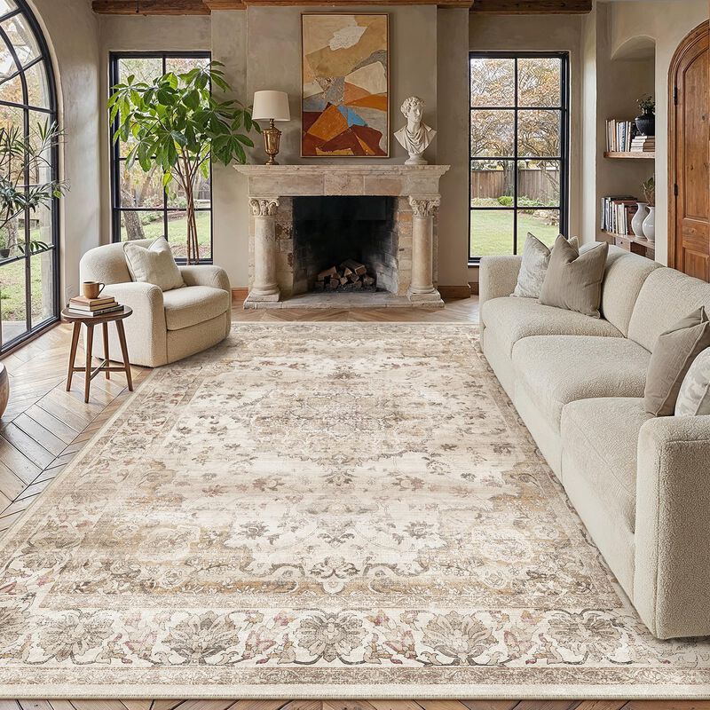 Alfombra Purecozy Beige 244x254 Cm Floral Vinta... image number null