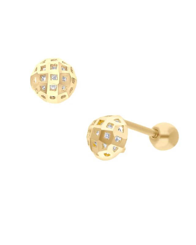 Broqueles De Oro Amarillo 10k Con Zirconias image number null