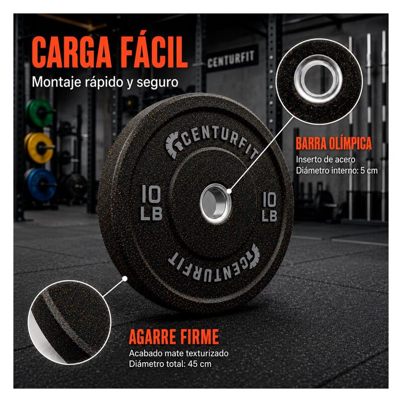 Par Discos 10lb Bumper Ol&iacute;mpico Crossfit Caucho... image number null