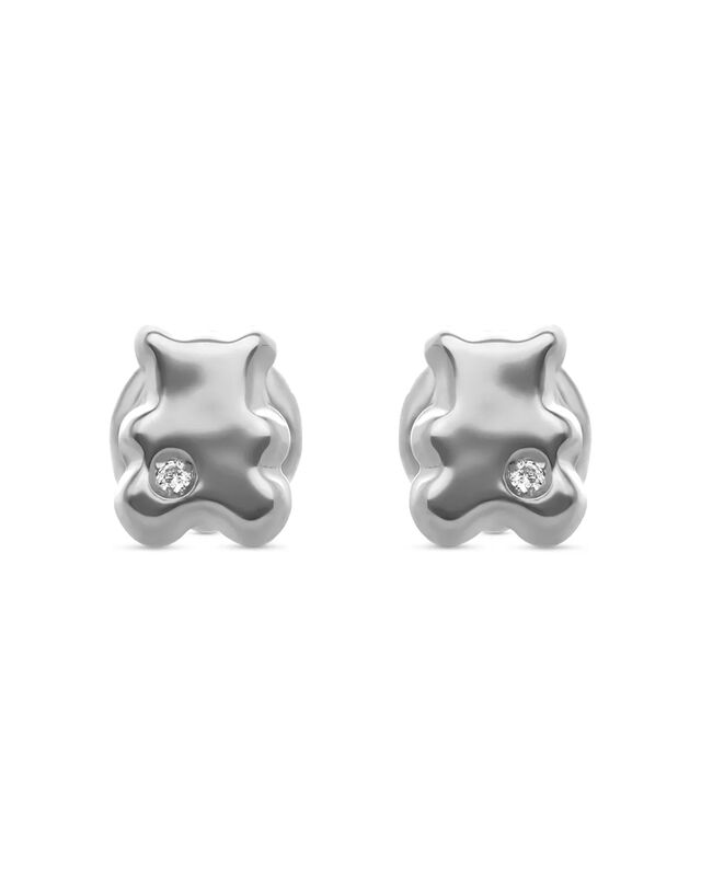 Broqueles De Oso En Oro Blanco 14k Con 1pt De D... image number null
