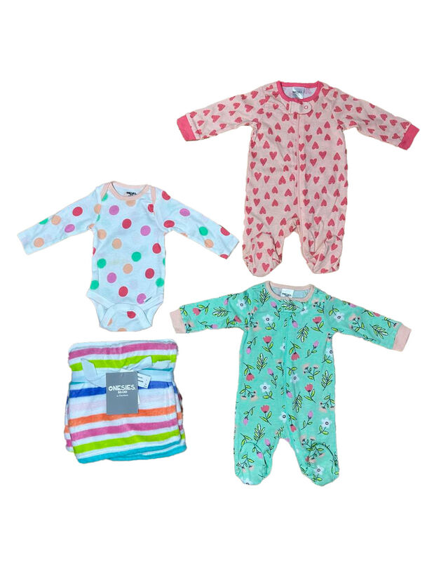 Kit 4 Piezas Bebé Niña Onesies Mamelucos, Pañal... image number null