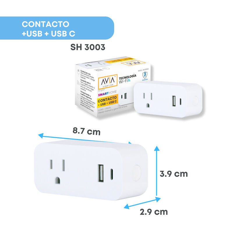 Pack 5 piezas Enchufe Inteligente + Usb C Smart... image number null