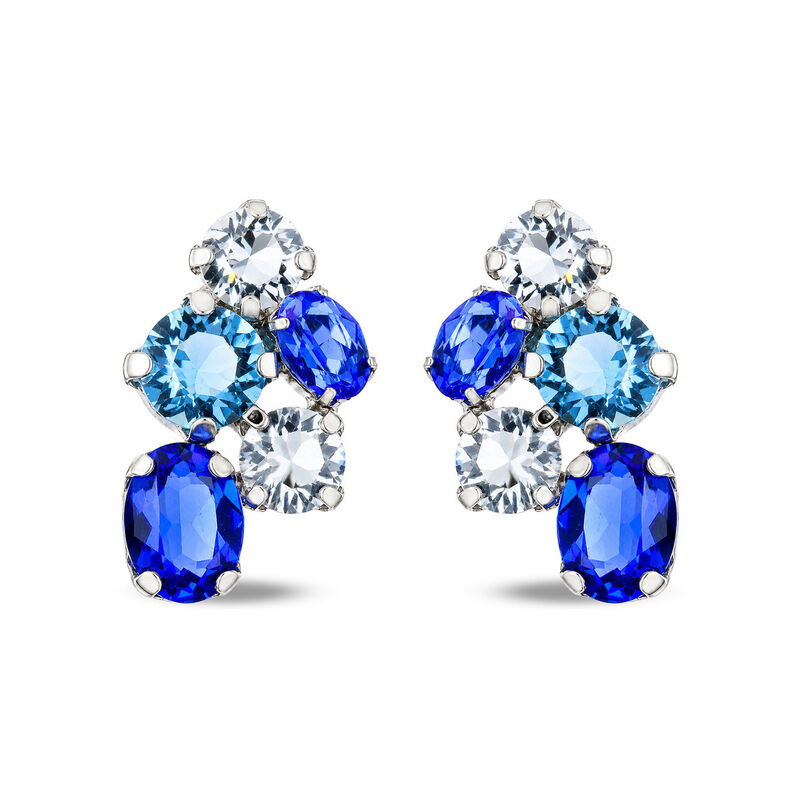 Aretes Plata 925 Con Piedras Azules image number null