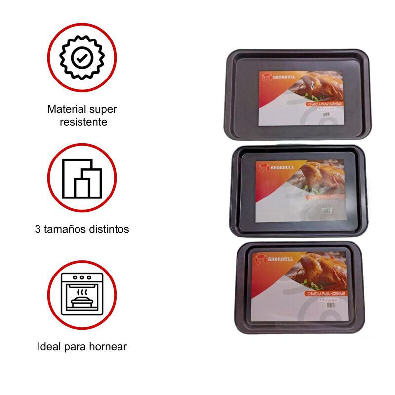 Charolas para hornear kit 3 ch-med-gde Shorbull image number null