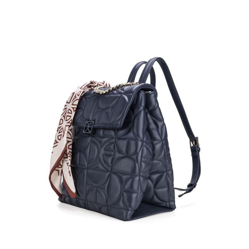 Mochila Mediana Con Mascada Color Azul Marino image number null