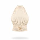 Top Halter Con Broche Dorado