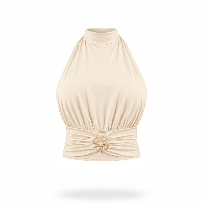 Top Halter Con Broche Dorado image number null
