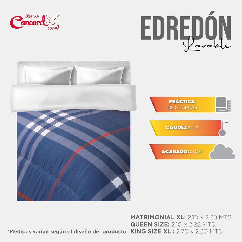 EDRED&Oacute;N LAVABLE ESCOCIA 2V C/F Y C/C KS/XL image number null