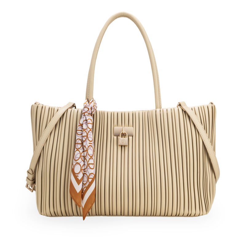 Bolsa Tote Grande Look Blisado Color Beige image number null