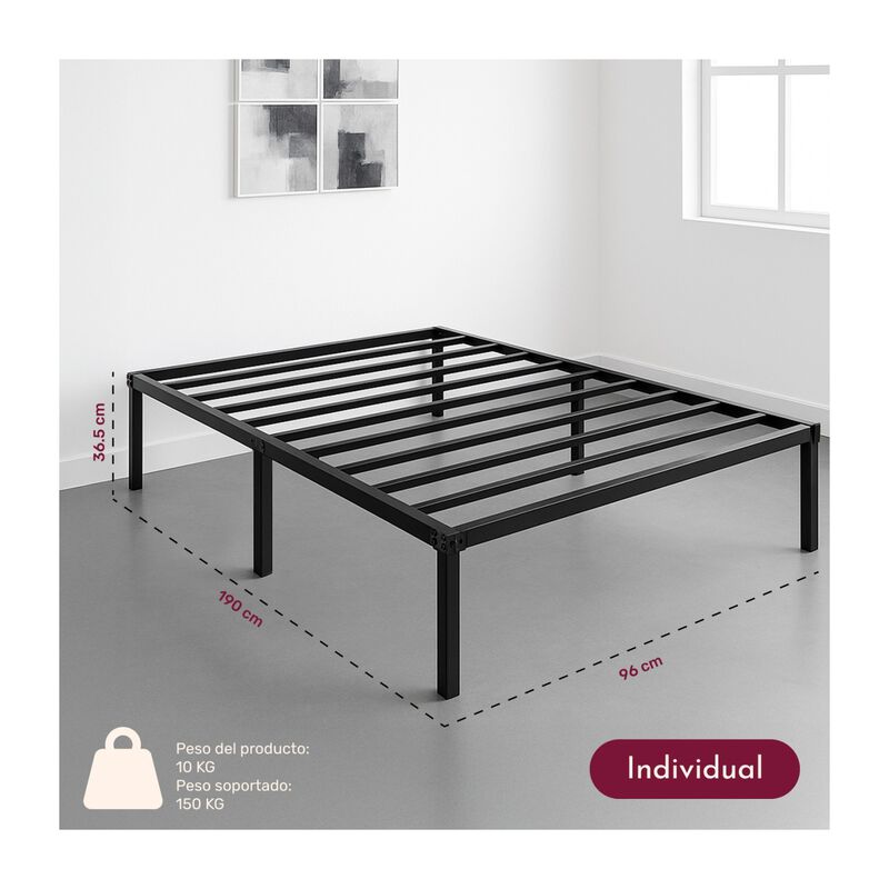 Base Cama Individual Box Plegable Metal Acero S... image number null