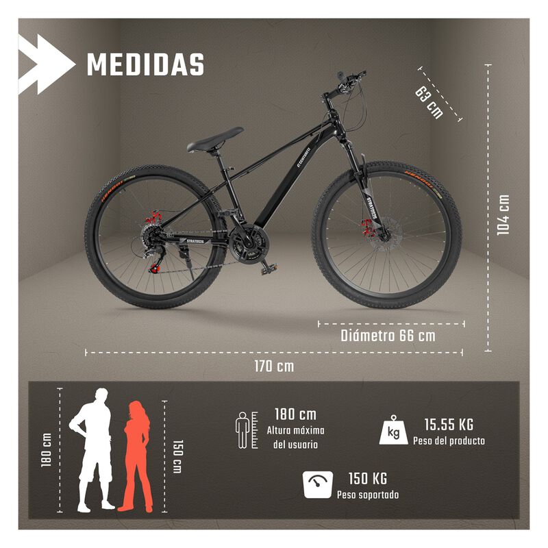 Bicicleta Monta&ntilde;a Rodada 26 Frenos Disco 21 Vel... image number null