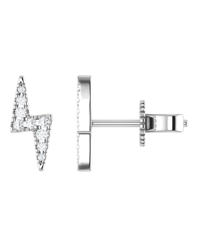 Broqueles De Rayo De Oro Blanco 14k Con 11pts D... image number null