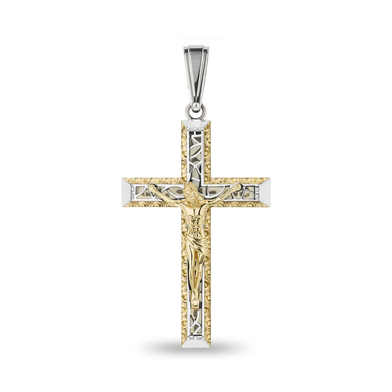 Crucifijo Oro Amarillo Y Blanco 14k 39mm | Bizz... image number null