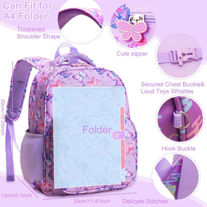 Mochila Escolar Para Ni&ntilde;as Con Mariposa Rhcpfov... image number null