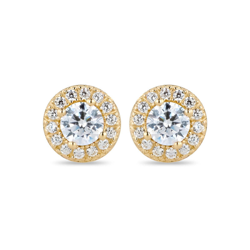 Aretes Oro Amarillo 14k Con Zirconias Elegantes image number null