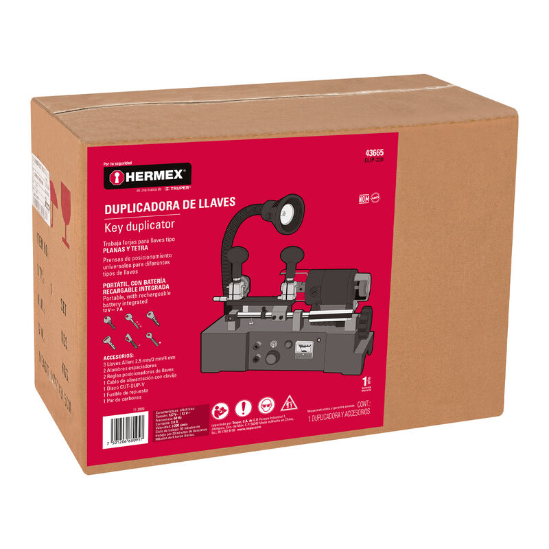 Duplicadora de Llaves 6 Tipos Hermex image number null