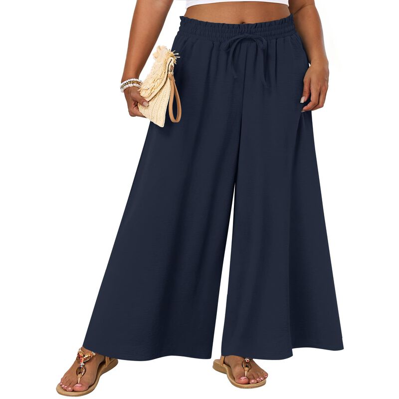 Pantalones Syoss Palazzo De Pierna Ancha Azul O... image number null