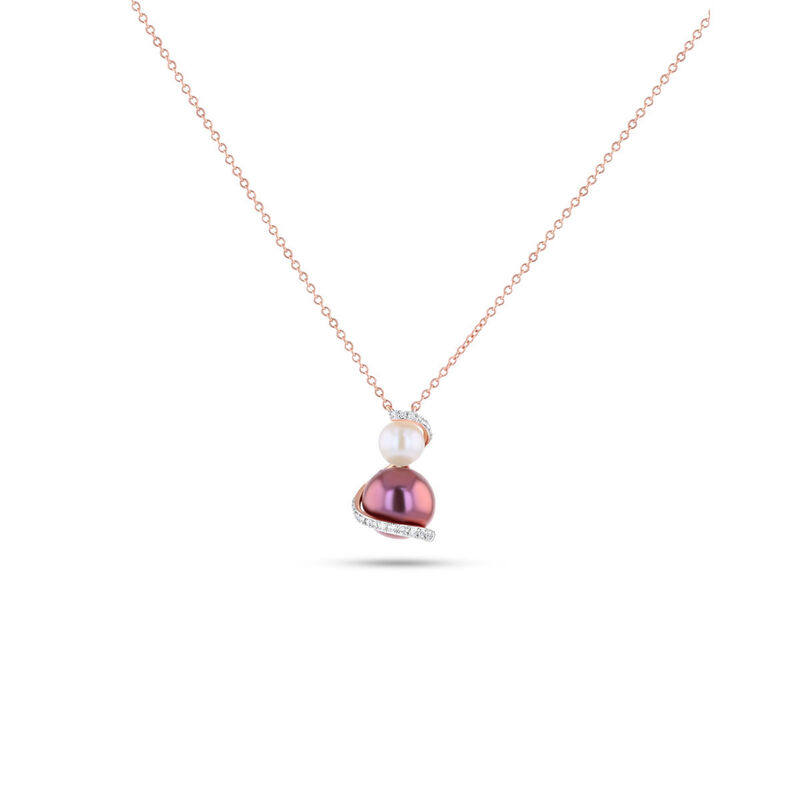 Gargantilla De Oro Rosa 14k Con 6pts De Diamant... image number null