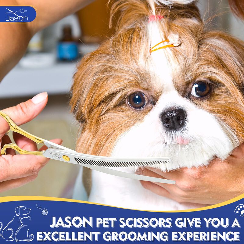 Tijeras De Peluquer&iacute;a Canina Jason Curved Thinn... image number null