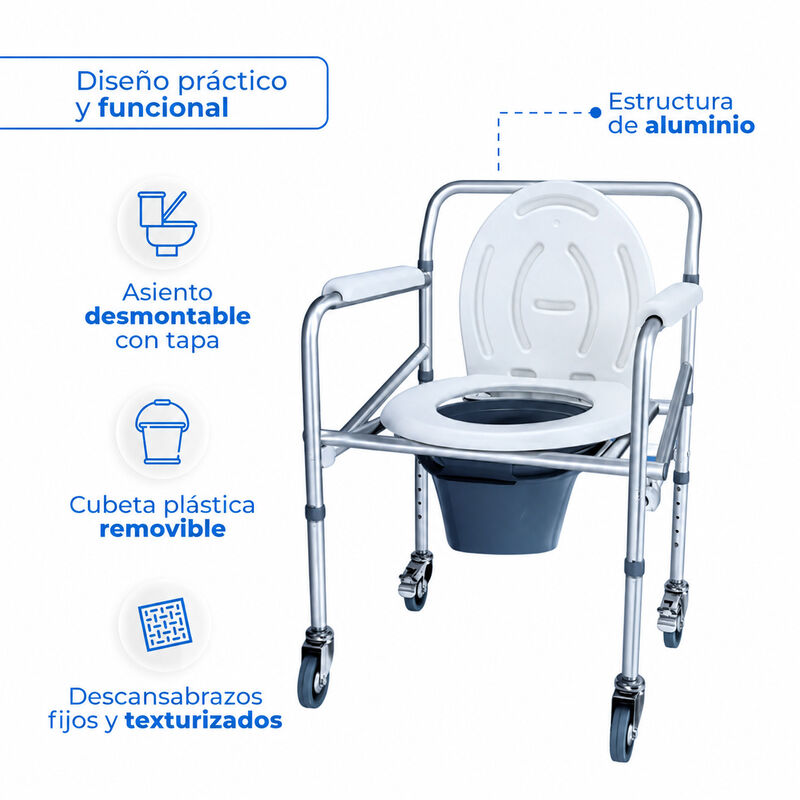 Silla C&oacute;modo Plegable Aluminio Altura Ajustable... image number null