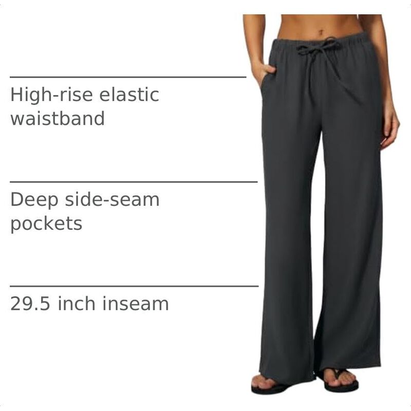 Pantalones Qinsen de Pierna Ancha Gris Oscuro T... image number null