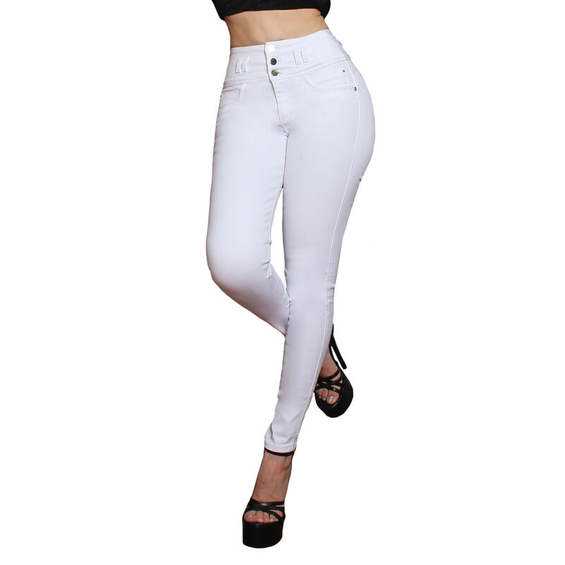 Jeans Mujer Super Skinny Tiro Alto Stretch Blan... image number null
