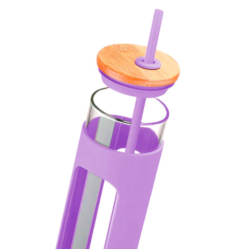 Vaso T&eacute;rmico de Vidrio para Agua con Popote y F... image number null