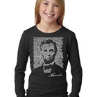 Camiseta De Manga Larga Word Art Para Ni&ntilde;a - Abraham Lincoln &middot; Gettysburg Address - Negro