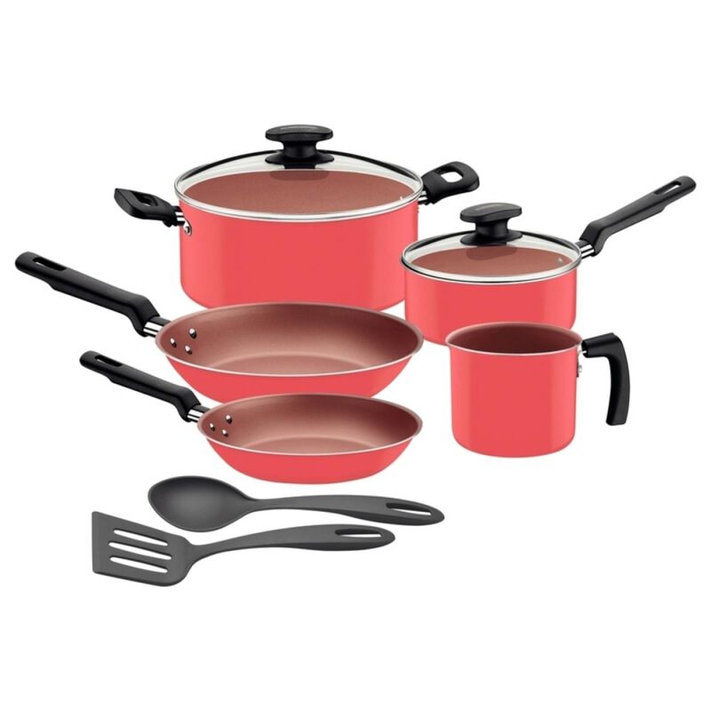 Combo 2 Bater&iacute;as Tramontina 9 Piezas Coral y 9 ... image number null