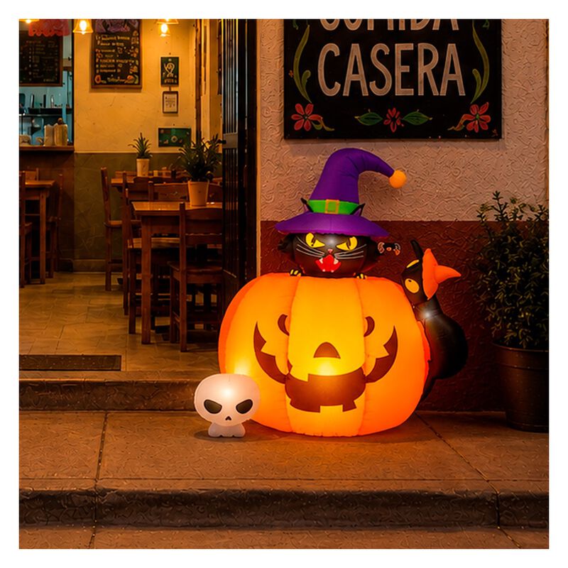 Inflable Halloween Calabaza Gato Negro Brujo 1.... image number null